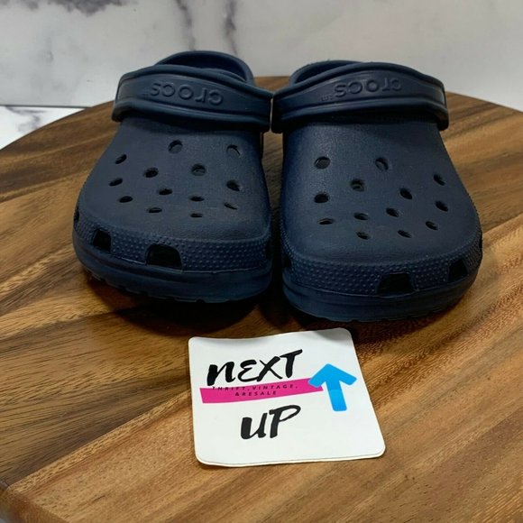 Crocs Womens Navy Blue Comfort Waterproof Cut Out Classic Slip On Clogs Size 7 - Picture 2 of 8